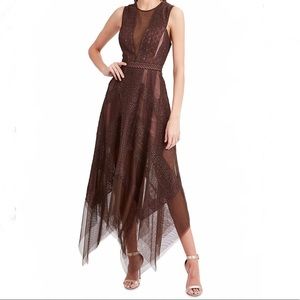 BCBGMaxAzria Brown Sleeveless Lace Dress